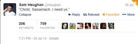 A recent Tweet which unsurprisingly incited an Outlander fan frenzy